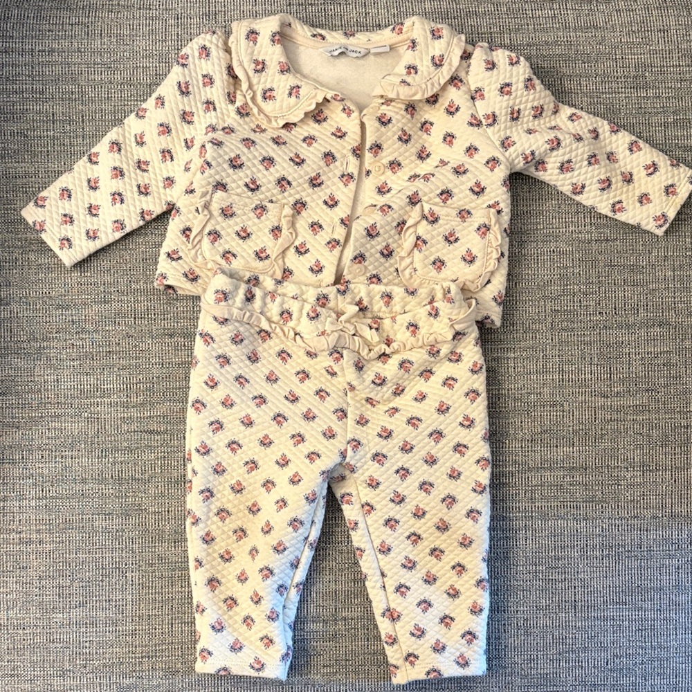 Janie and Jack Cream and Blue Floral Baby Jacket